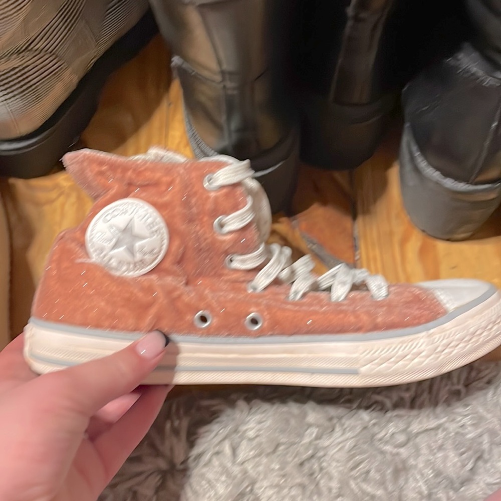 pink sparkly high top converse